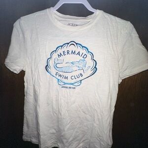 J. Crew White Tee with Blue Mermaid Graphic